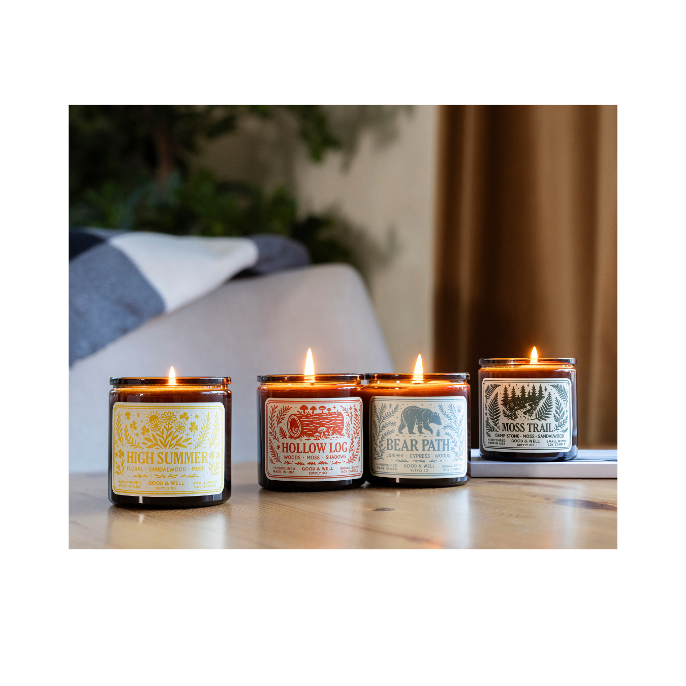 Folk & Flame High Summer Soy Candle from Good & Well Supply Co. as a home accessory, featuring a warm, summer-inspired design.