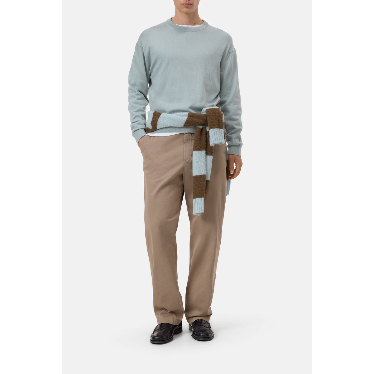 Closed Men's Fine-Knit Jumper — Drift Blue White Smoke