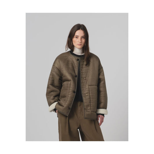 Girls of Dust G.O.D Solar Piumino nylon jacket for women in Fossil and Off White, featuring lightweight, stylish outerwear.