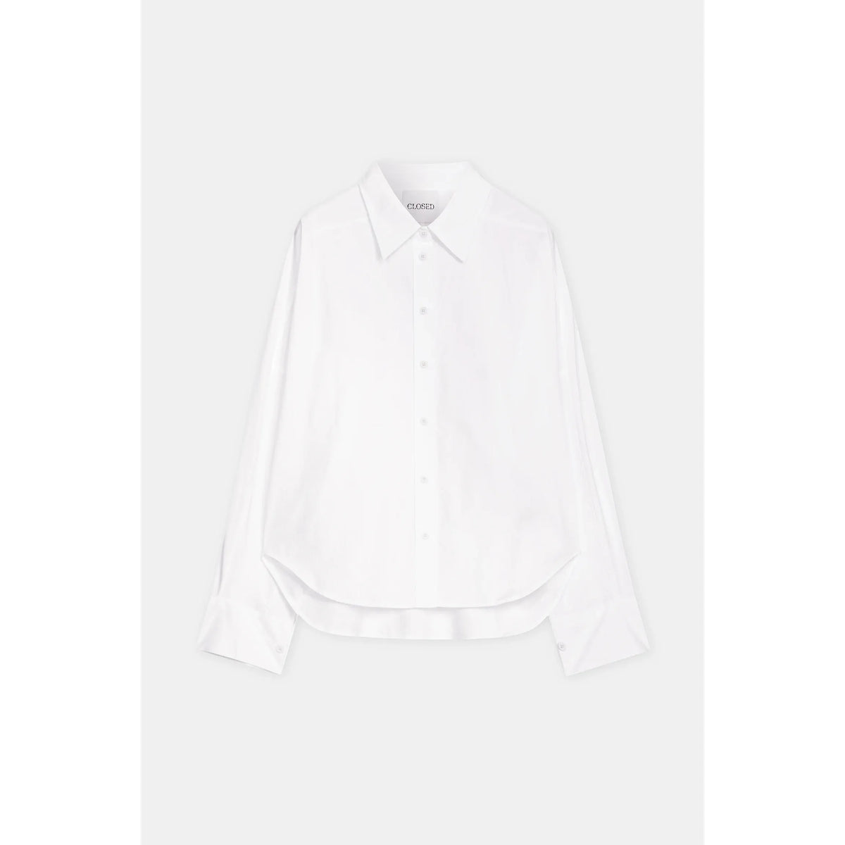 Women's gathered cotton shirt in white by Closed, featuring a relaxed fit and soft fabric, ideal for casual and stylish wear.