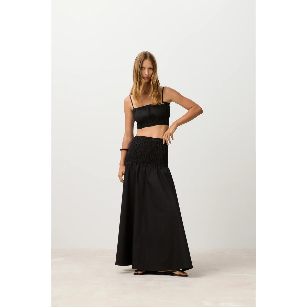 Black gathered women's skirt by Closed Women's, featuring a stylish, textured fabric and a comfortable fit.