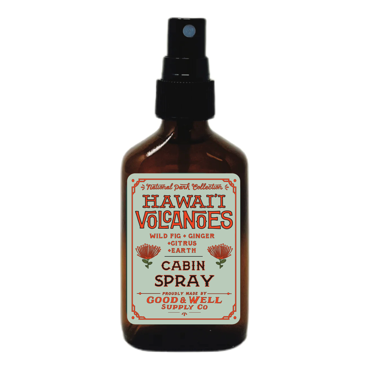 Hawai'i Volcanoes Cabin Spray by Good & Well Supply Co. featuring a sleek bottle of home fragrance spray for cabin or home use