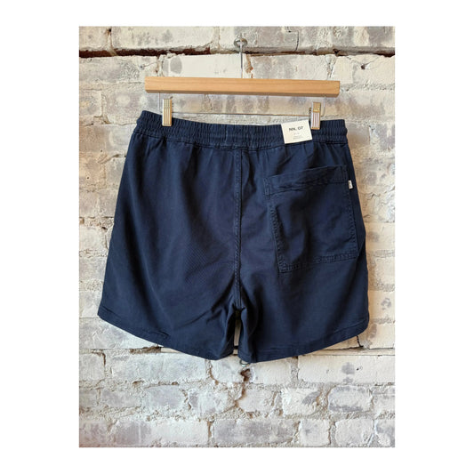 Men's navy blue Gregor Lyocell Blend Shorts by NN07, featuring a comfortable fit and casual style, displayed on a model.
