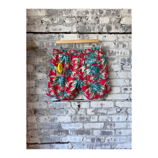 Men's red printed swim trunks by Hartford Men's, featuring vibrant patterns and lightweight fabric for beach or poolside wear.