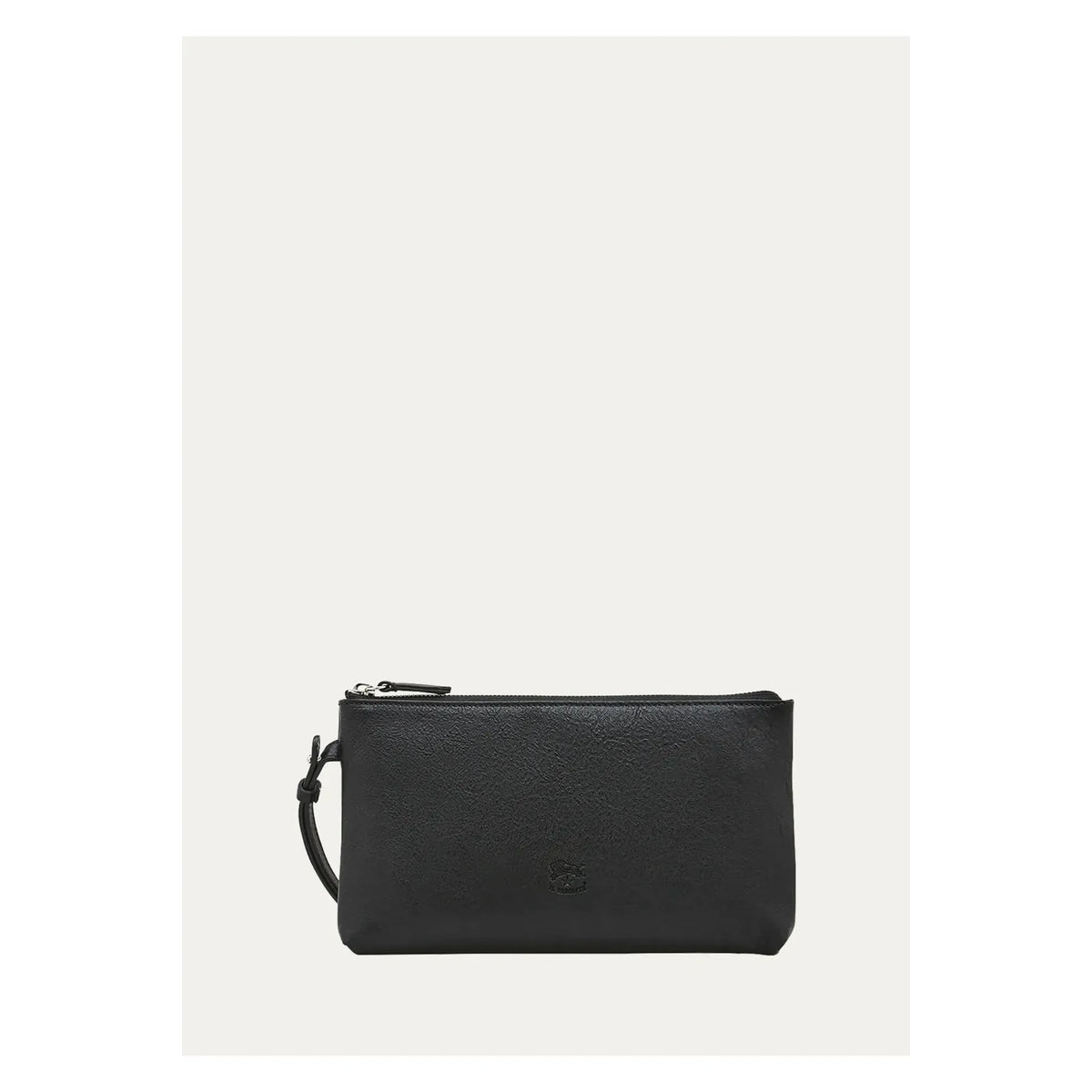Black women's Clutch Oriuolo by Il Bisonte with a sleek, minimalist design and subtle logo details.