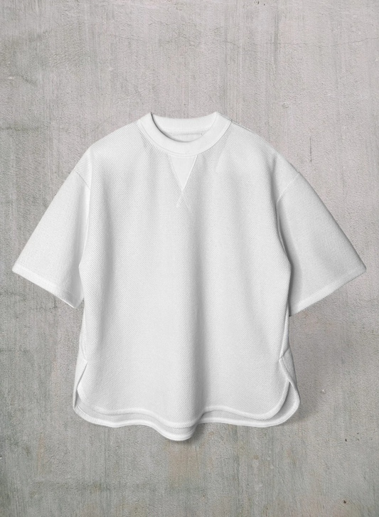 SS Cotton Mesh Crew Tee - White - DUNE + SALT