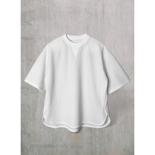 SS Cotton Mesh Crew Tee - White - DUNE + SALT