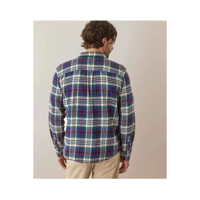 Men's Marine Layer Tahoe Flannel Shirt in multi plaid, featuring a soft, cozy fabric and classic plaid pattern.