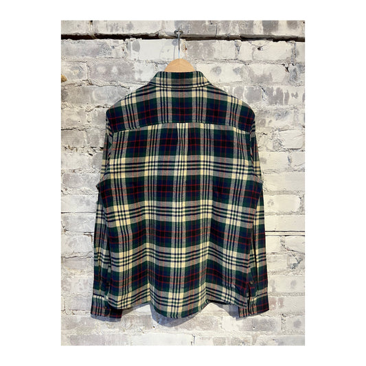 Men's Marine Layer Tahoe Flannel Shirt in multi plaid pattern, showing a classic button-up with a relaxed fit.