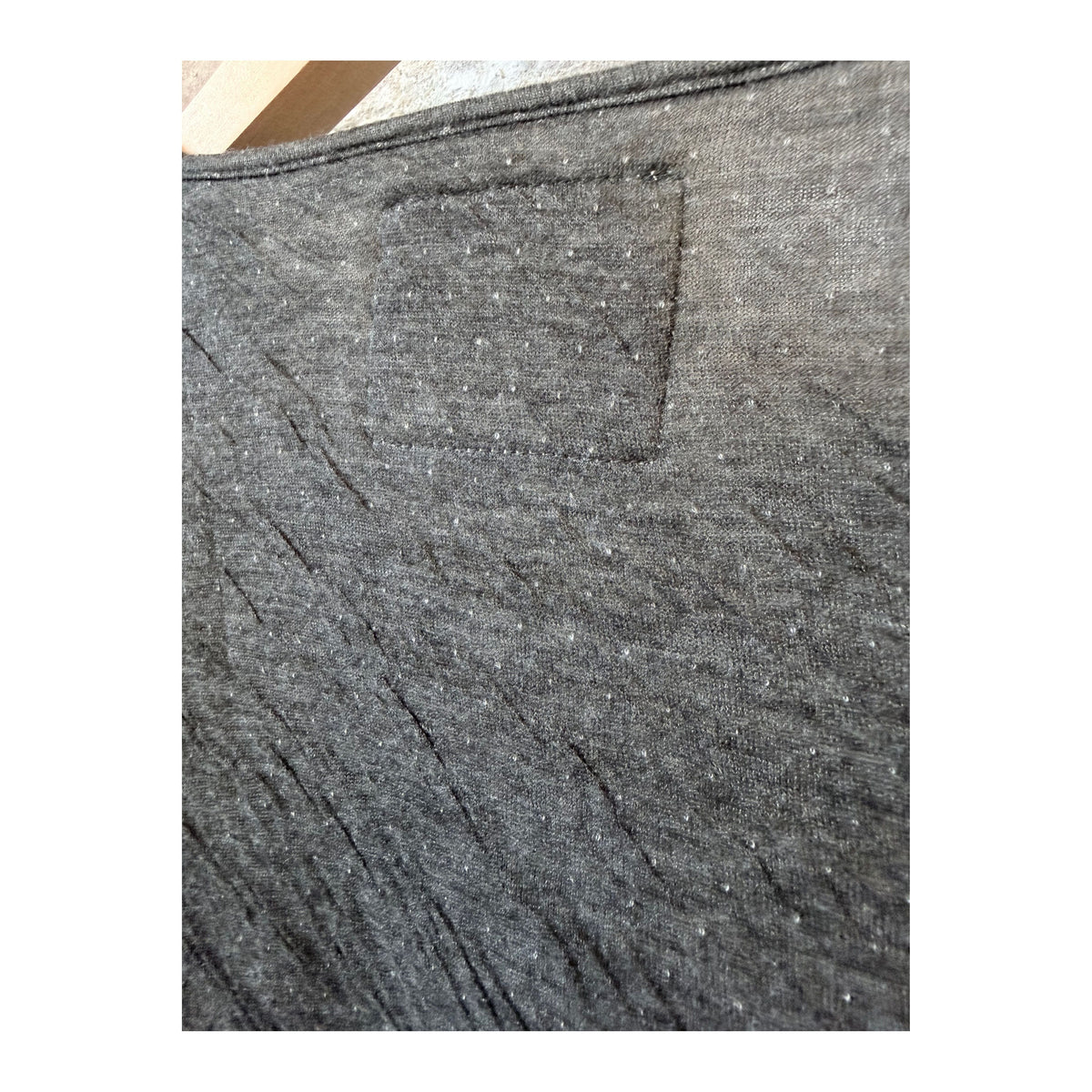 V::Room women's Melange Double Face LS Crew in Heather Charcoal, showing the soft, double-faced knit fabric and relaxed fit.