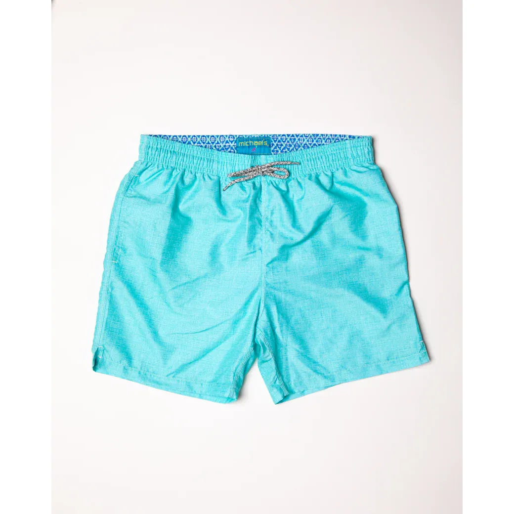 Cyclist Liner Swim Trunks - Solid Linen Aqua - DUNE + SALT