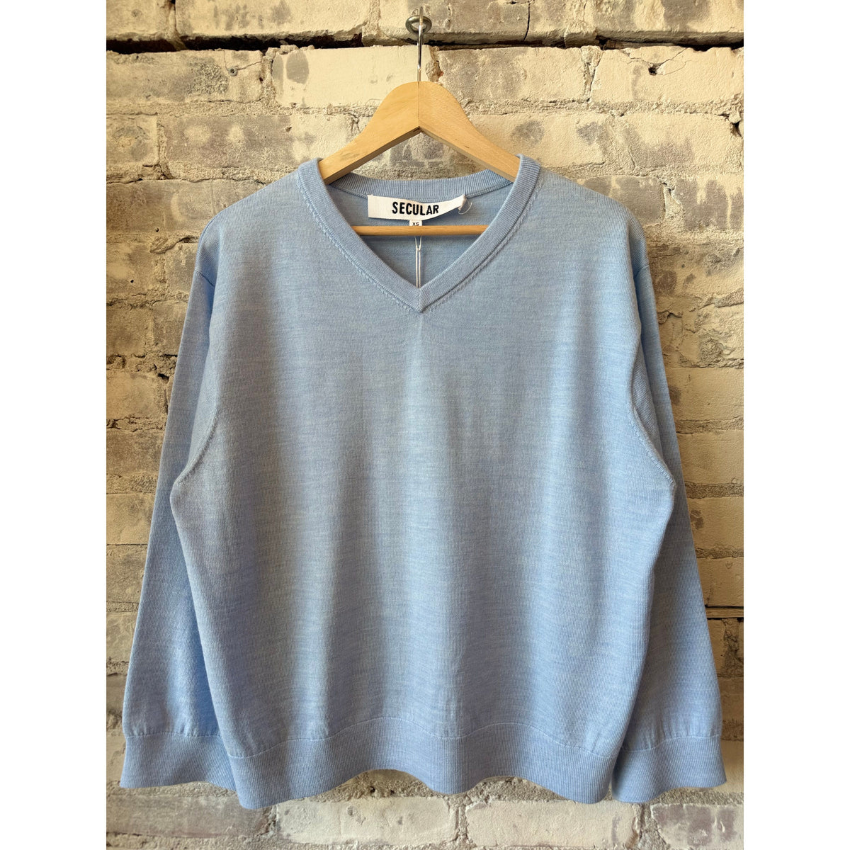 Secular Merino V Neck Sweater - Blue Dark Gray
