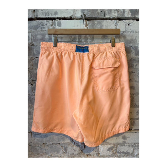 Men's cyclist liner swim trunks in bright orange solid linen by Michael's Swim, featuring a comfortable fit and stylish design.