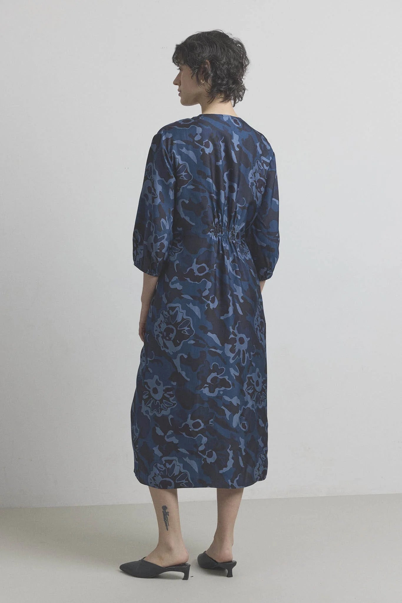 Saltaire Silk Dress - Navy Floral
