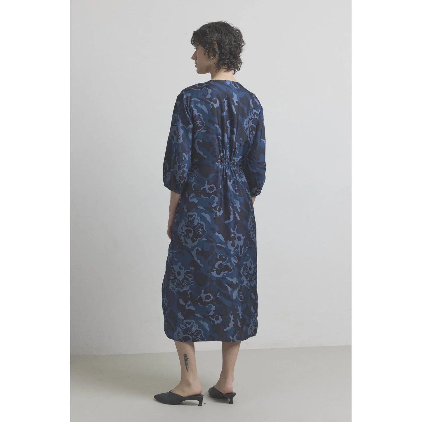 Saltaire Silk Dress - Navy Floral - DUNE + SALT