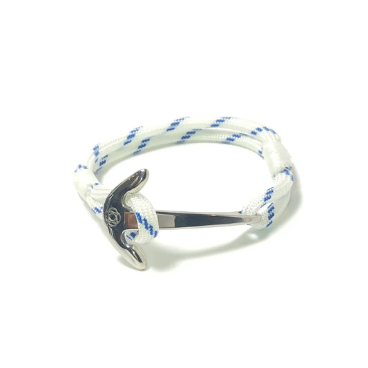 Blue Stripe Nautical Stainless Steel Anchor Bracelet - DUNE + SALT