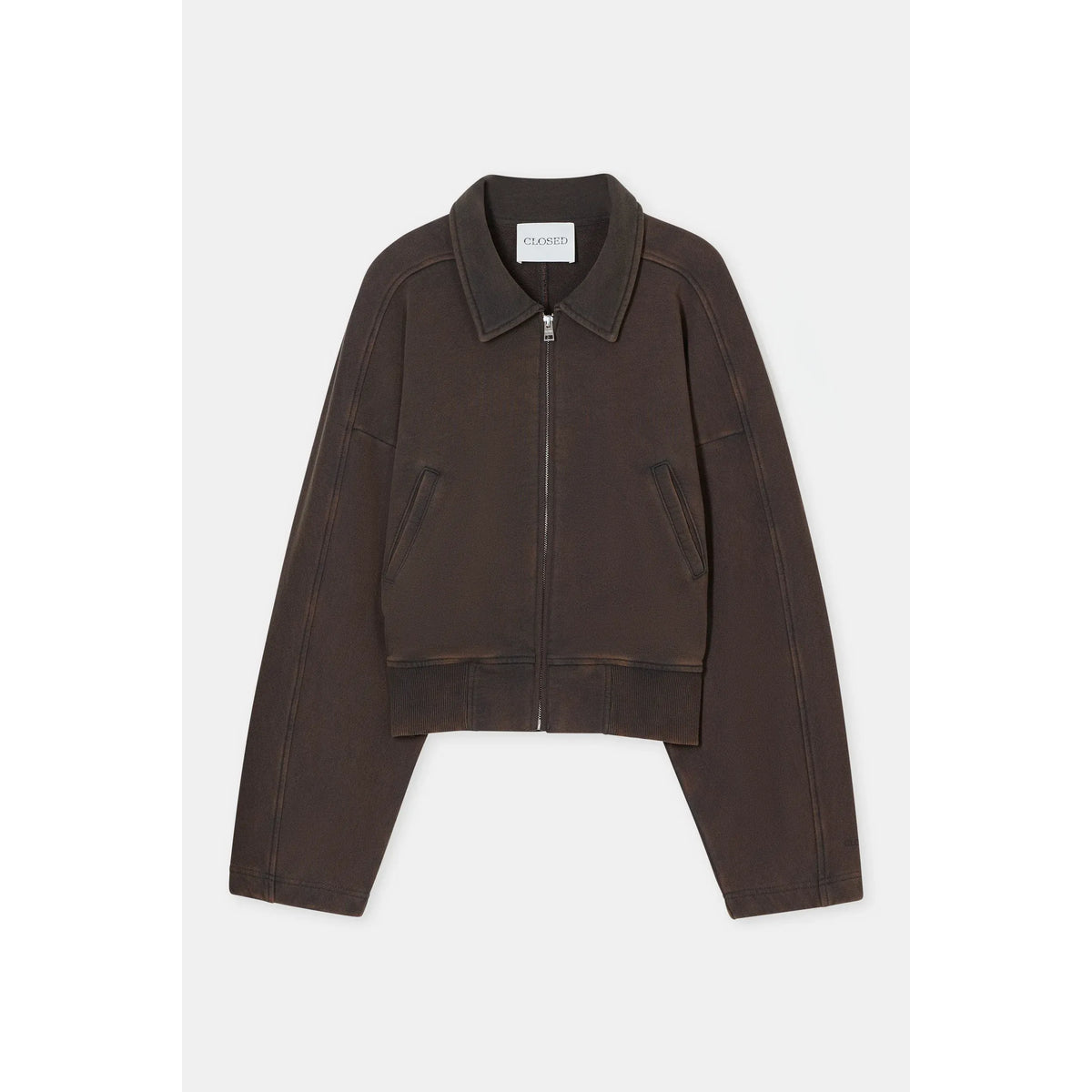 Women's brown organic cotton jacket by Closed Women's, showing a stylish, eco-friendly outerwear with a smooth fabric texture.
