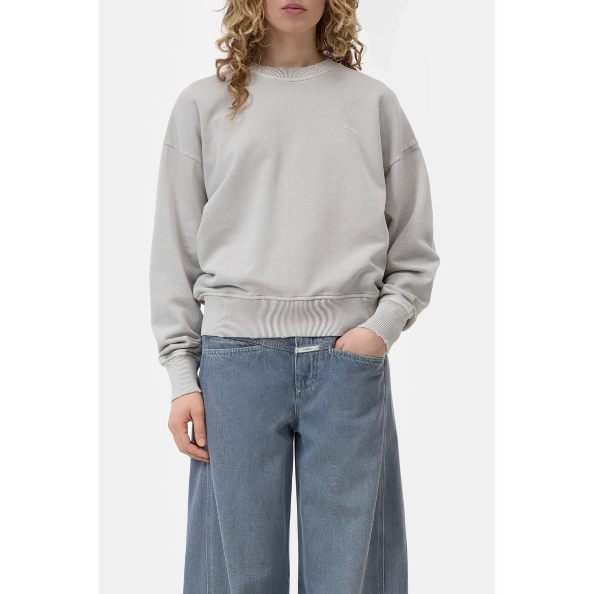 Closed Women's Organic Cotton Sweatshirt - Stoneleaf Green Gray