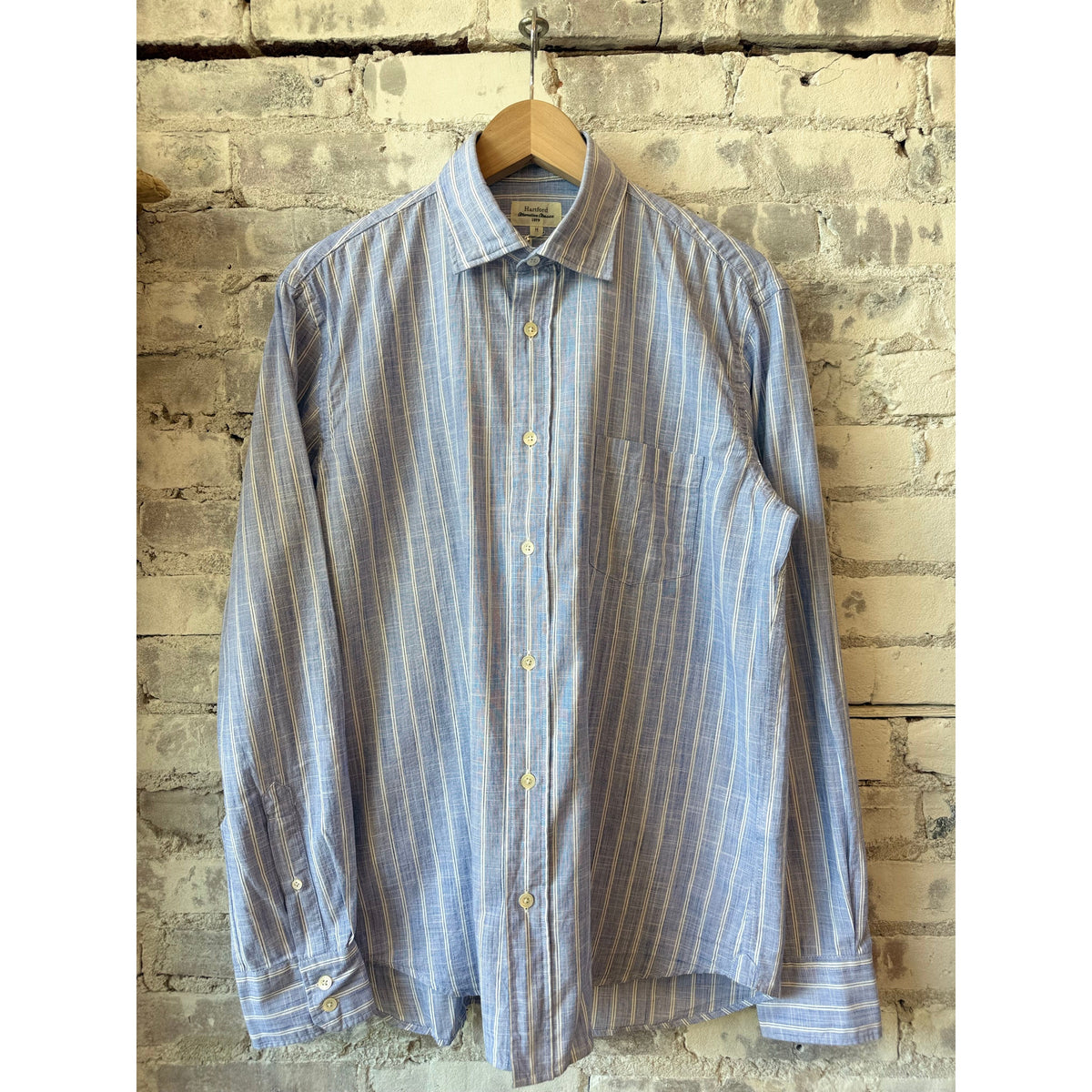Hartford Men's Paul Striped Woven Shirt - Navy/White Multi Dim Gray