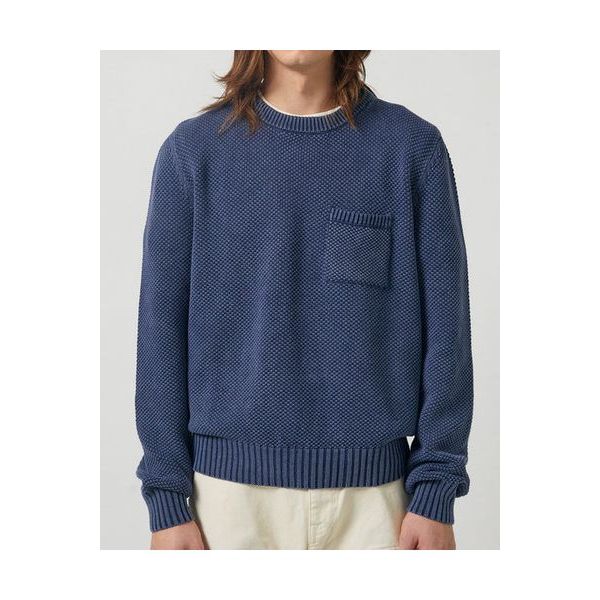 Men's navy Pocket Crewneck sweater by Corridor, featuring a front chest pocket and comfortable fit.