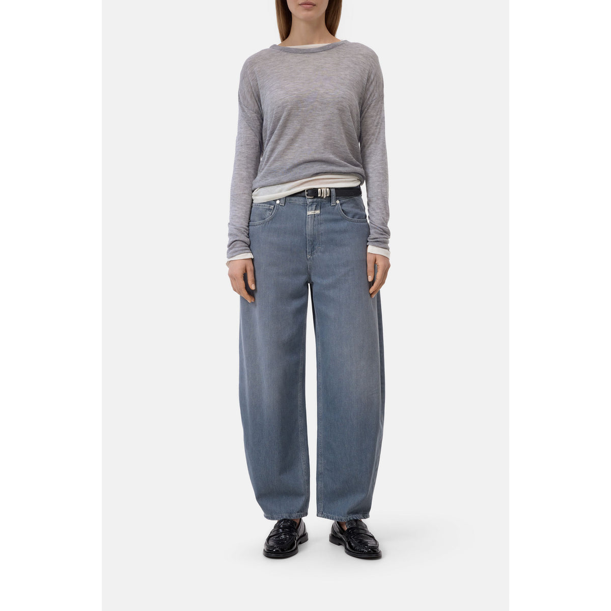 Closed Women's Pure Wool Fine Knit - Light Grey Melange Dim Gray