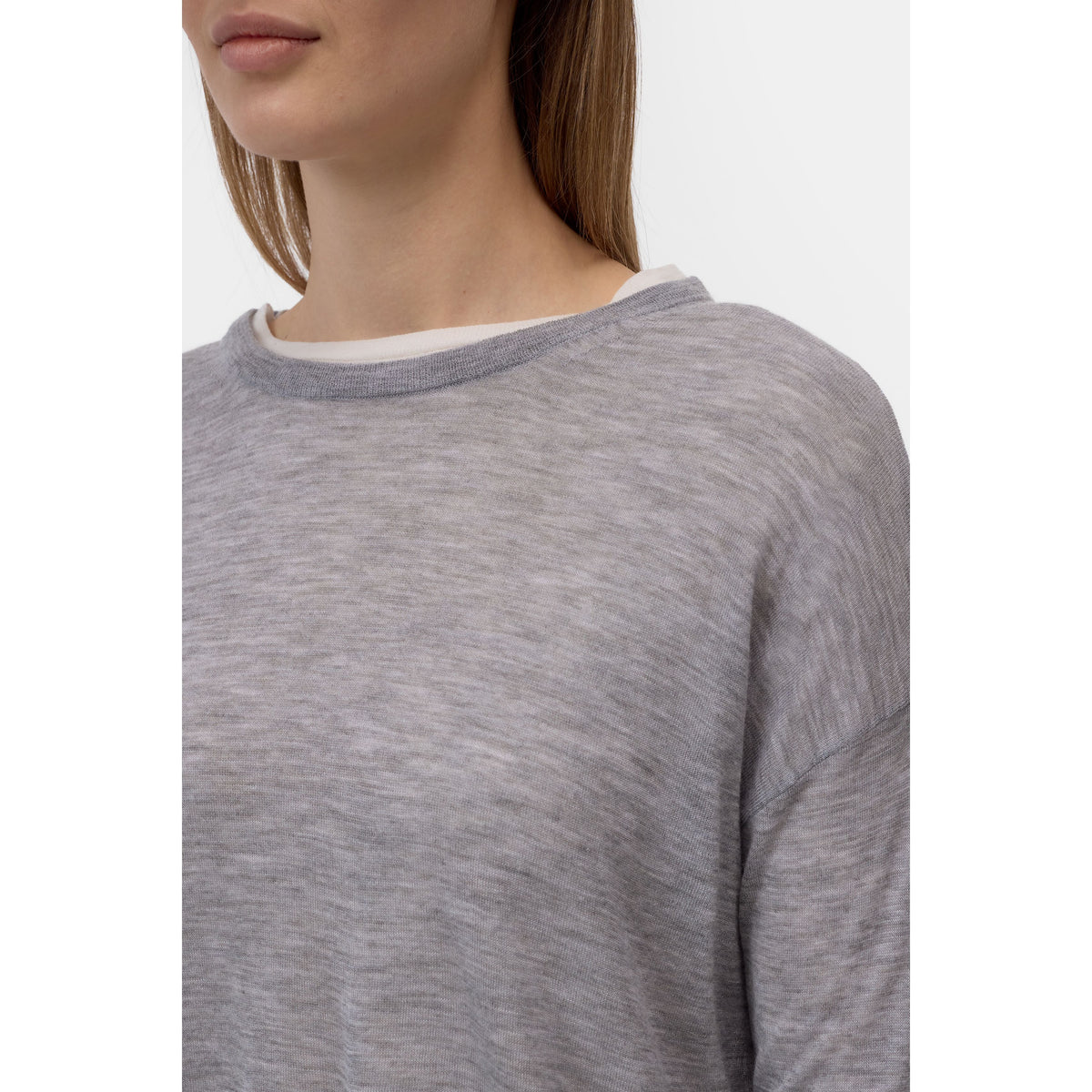 Closed Women's Pure Wool Fine Knit - Light Grey Melange Light Slate Gray