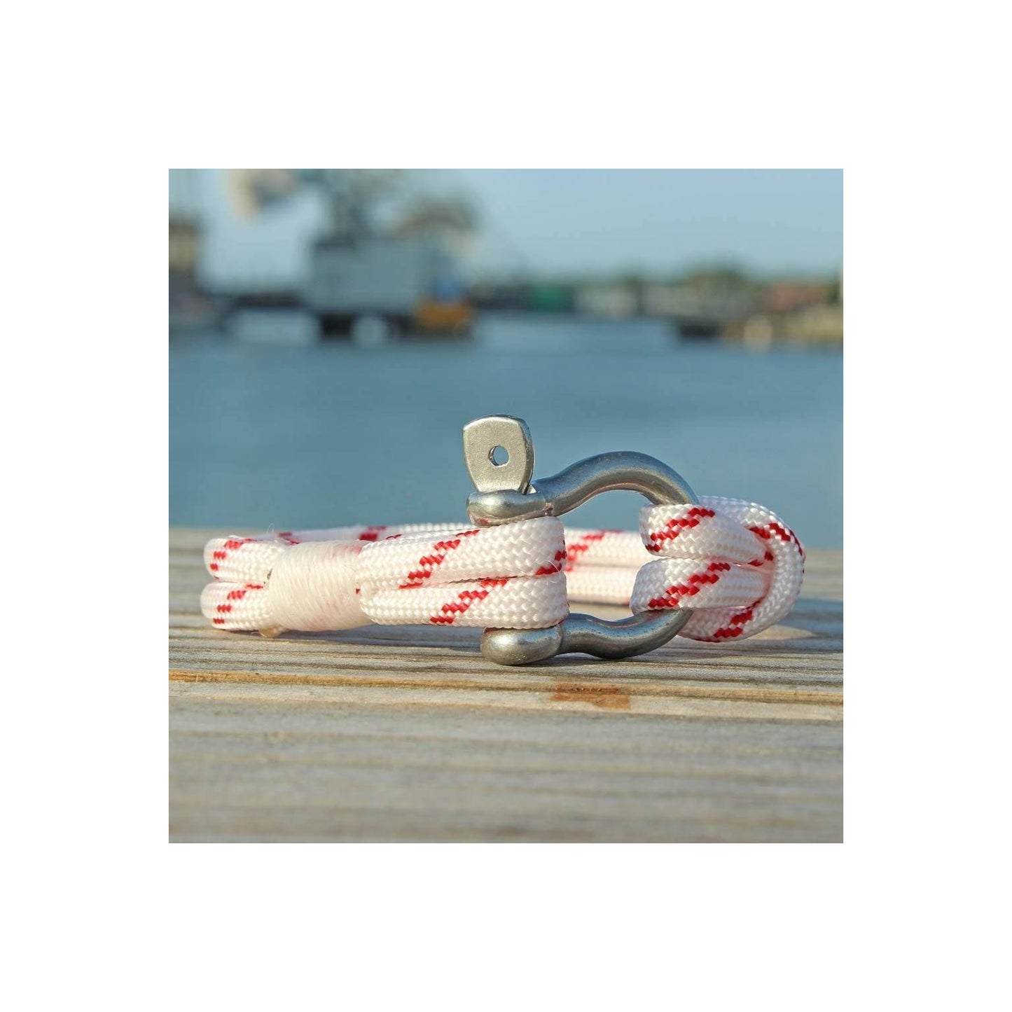 Red Stripe Nautical Shackle Bracelet - DUNE + SALT