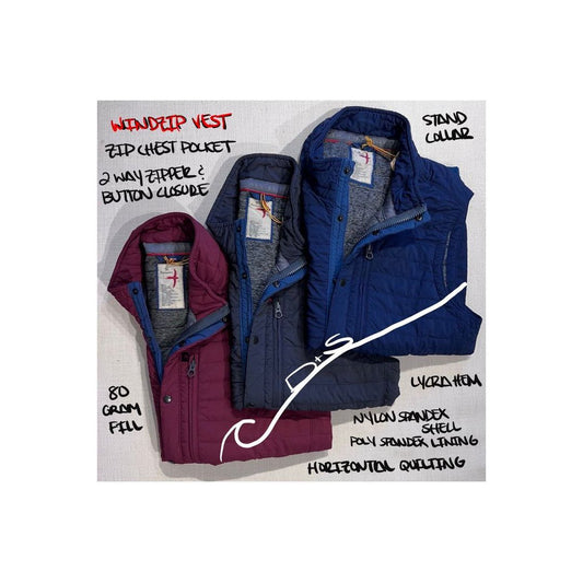Men's Windzip Vest in Bright Navy by Relwen, featuring lightweight windproof fabric and a sleek, casual fit.