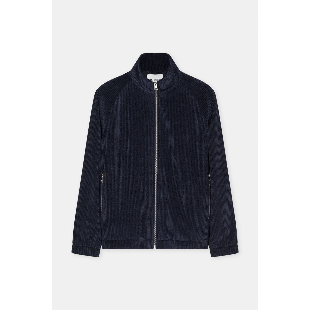 Men's Closed Rib-Fleece Track Jacket in Dark Night color, featuring a comfortable rib-fleece fabric and sporty design.