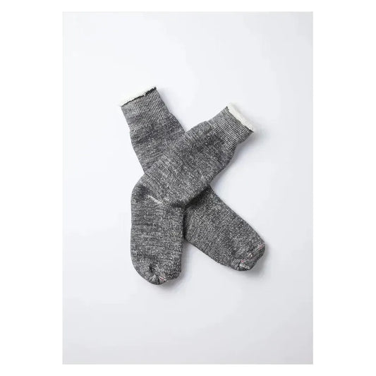 Men's double-face crew socks by Rototo in charcoal, featuring a soft, double-layer fabric design.