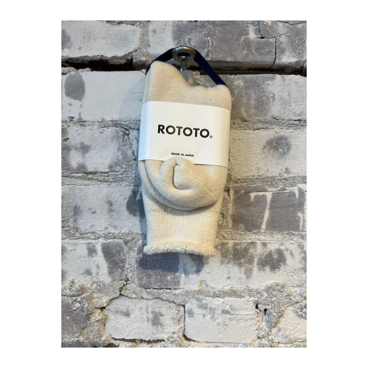 Men's double face mid socks by Rototo in ivory, showing soft, comfortable fabric and classic sock design.