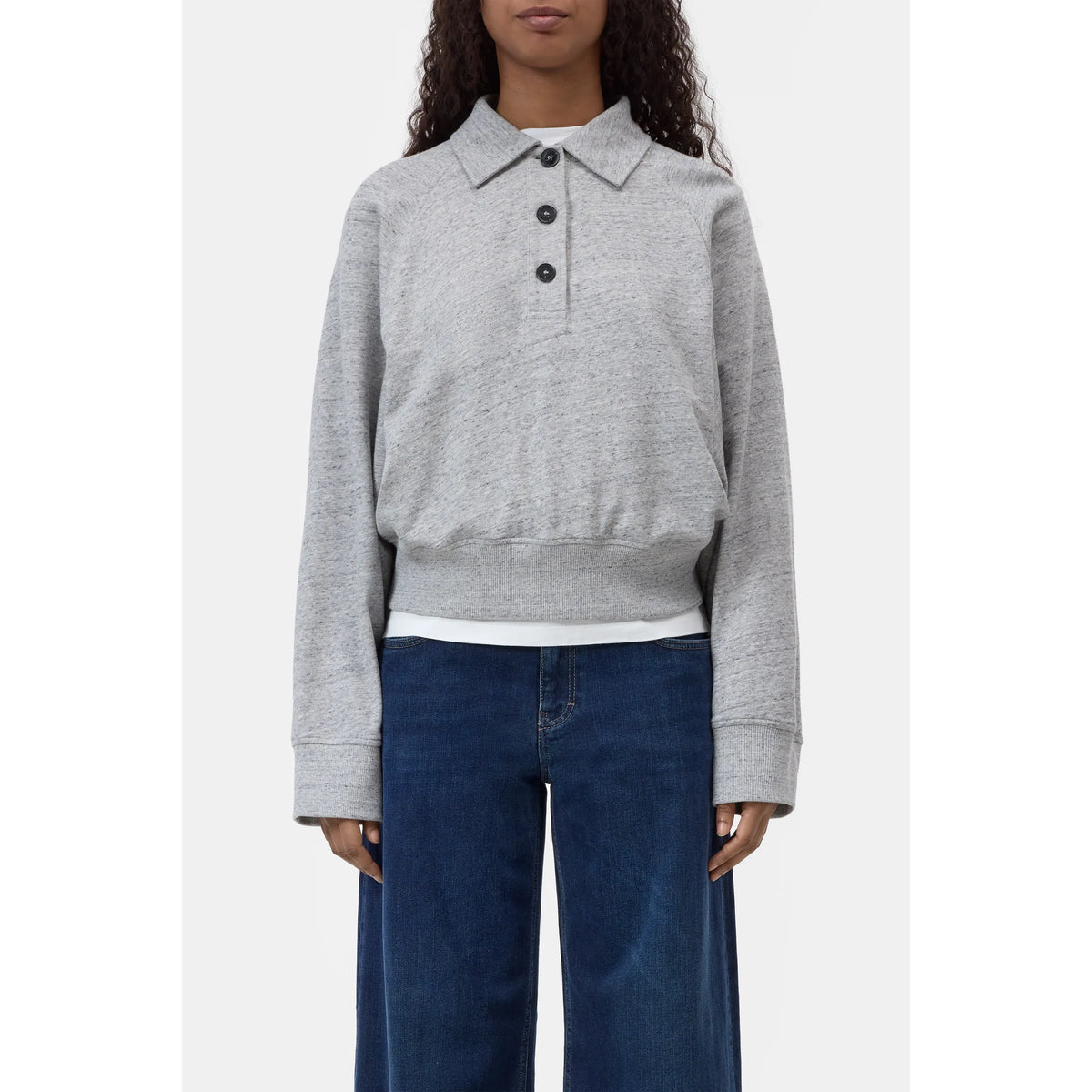 Women's rugby longsleeve in light grey melange by Closed, featuring a comfortable fit and casual style.