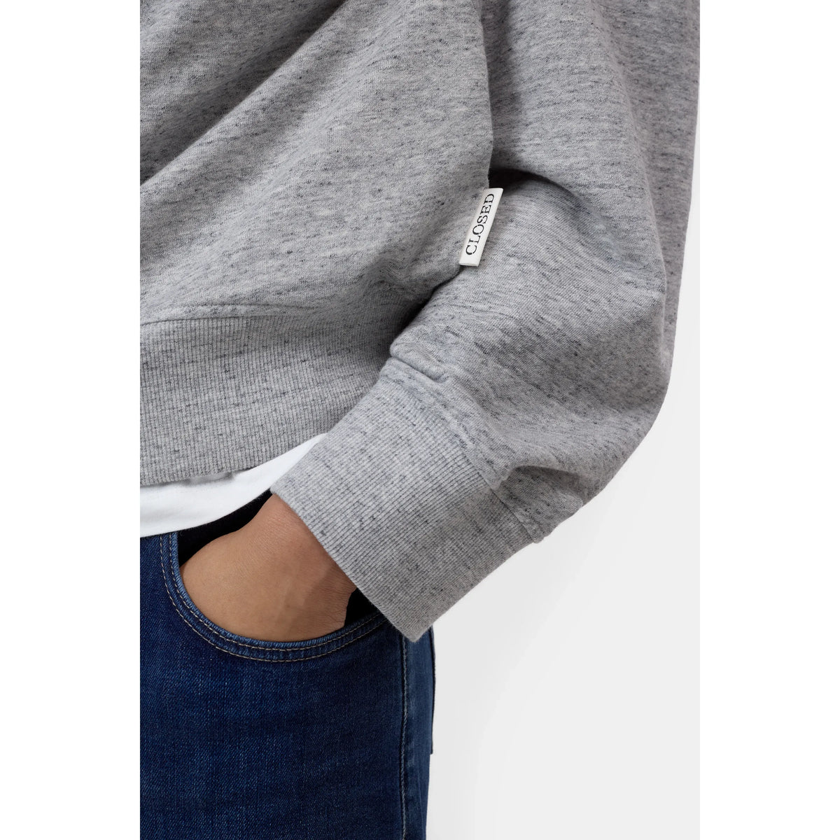 Women's Rugby Longsleeve in Light Grey Melange by Closed, featuring a casual fit and soft fabric for comfortable everyday wear.