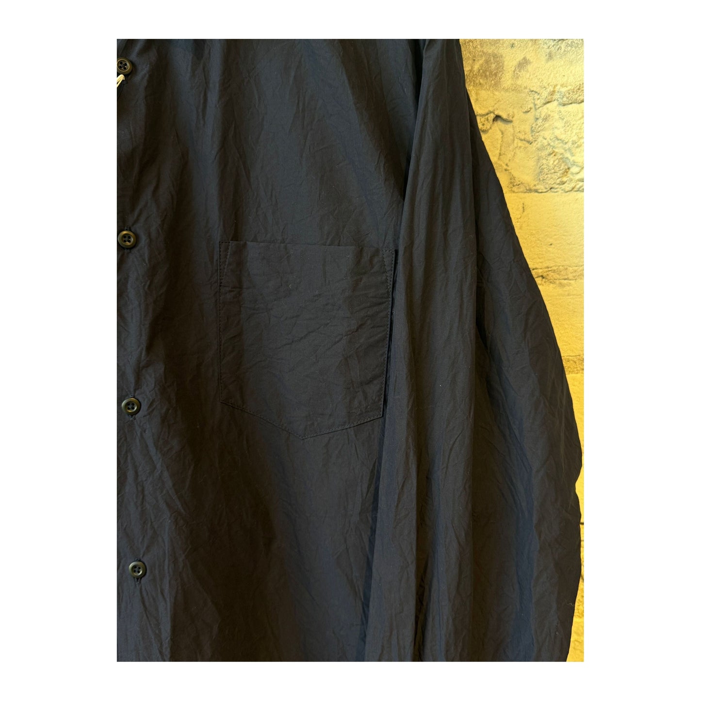Men's navy Crinkle Typewriter Regular Collar Shirt by Sage De Cret, featuring a textured fabric and classic collar design.