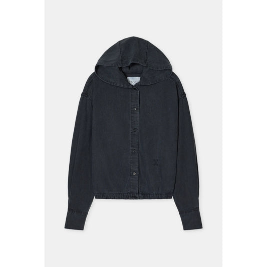 Hooded Lyocell Button-Down - Black - DUNE + SALT
