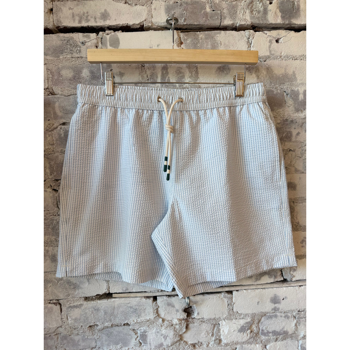 Hartford Men's Seersucker Woven Swimshort - Sky Dark Gray