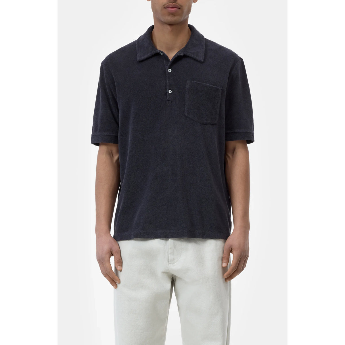 Men's short sleeve polo shirt in Magma Black by Closed Men's, featuring a classic fit and soft cotton fabric.