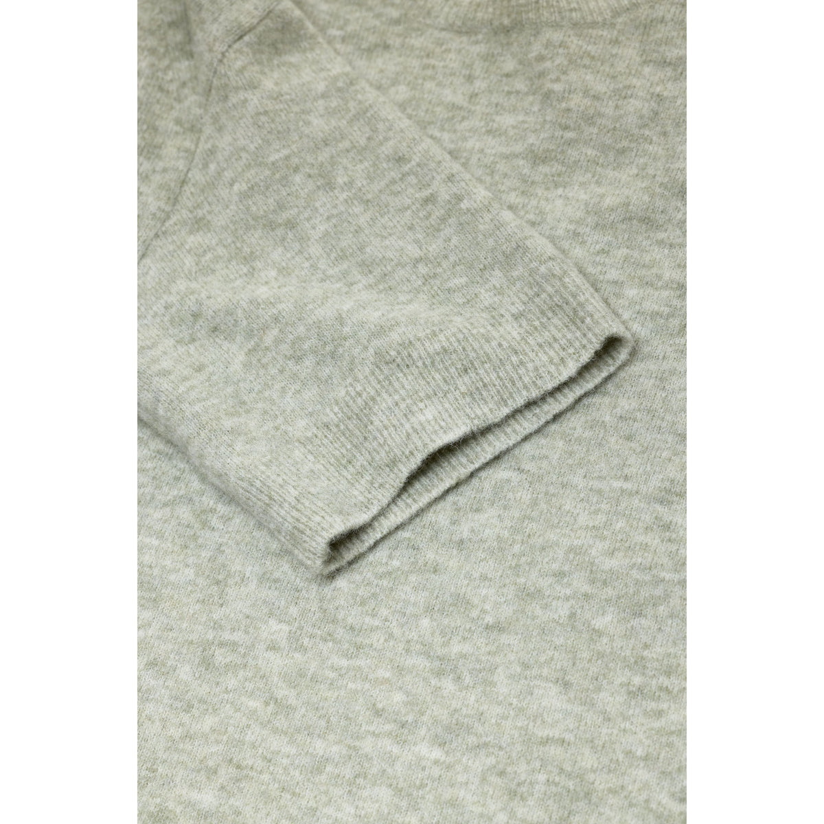 Women's short-sleeved alpaca-wool blend jumper in Stoneleaf Green by Closed Women's, showing the cozy knit fabric and stylish fit.