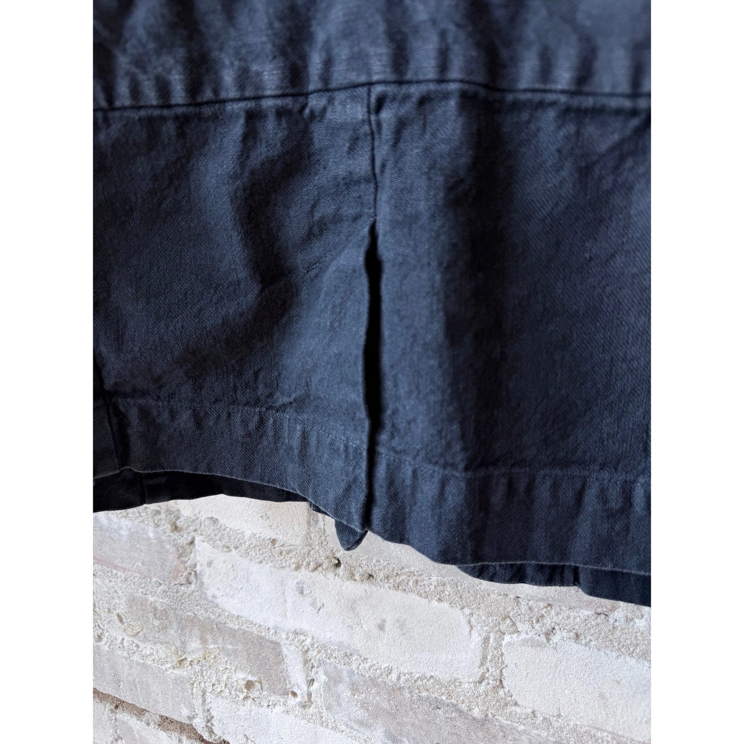 Women's navy cotton-linen jacket by Pas de Calais, soft-washed fabric with relaxed fit and lightweight textured appearance.