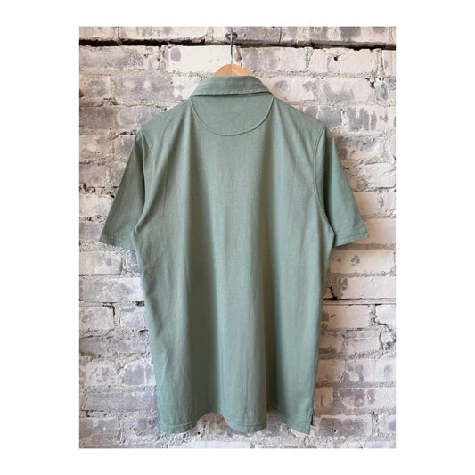 Men's Hartford cotton jersey polo shirt in faded green, featuring a classic polo collar and short sleeves.