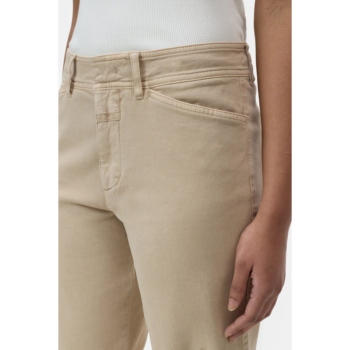 Closed Women's Sylva Slim Twill Pants - Clay Beige Dark Gray