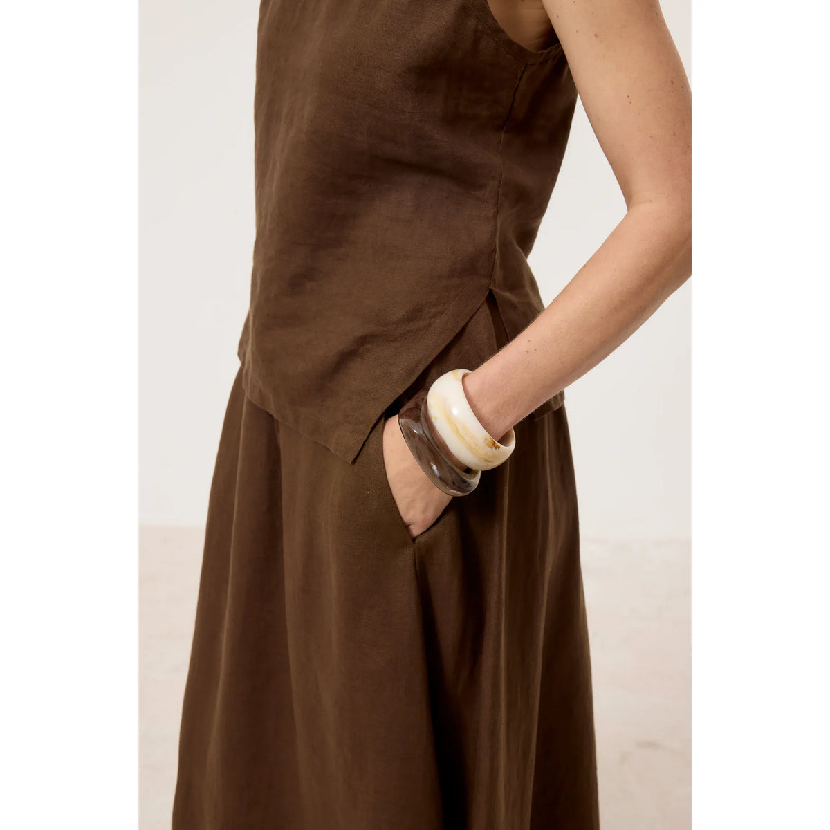 Women's maple brown tank top by Closed Women's, featuring a fitted style and sleeveless design for casual wear.