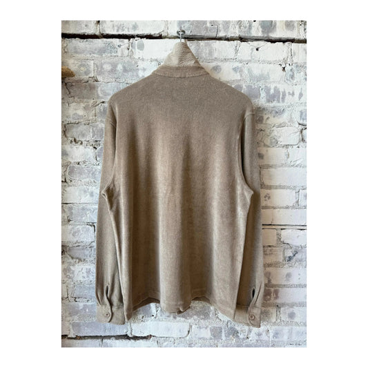 Men's taupe Terry jacket by 04651/, featuring a soft, textured fabric and a classic fit for casual wear.