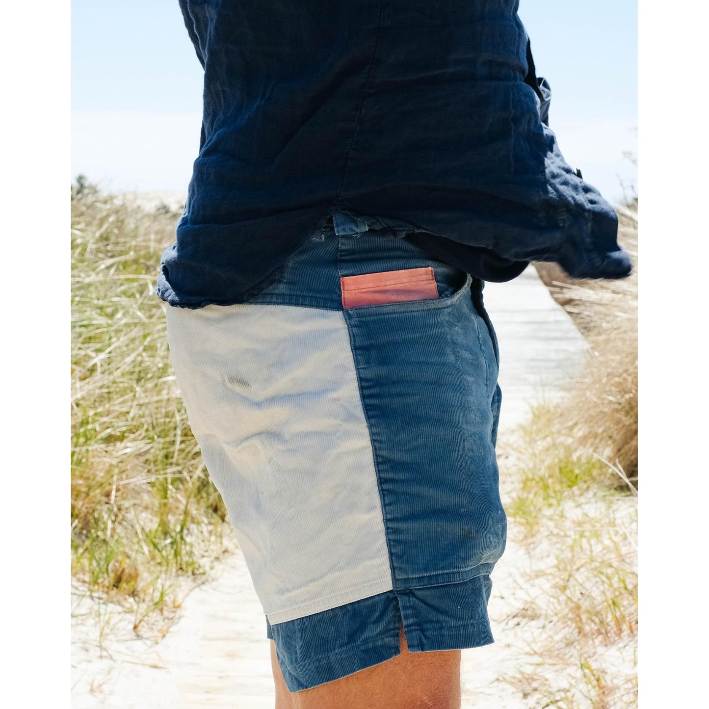 7Incher Concord Shorts - Natural/Stormy Blue - DUNE + SALT