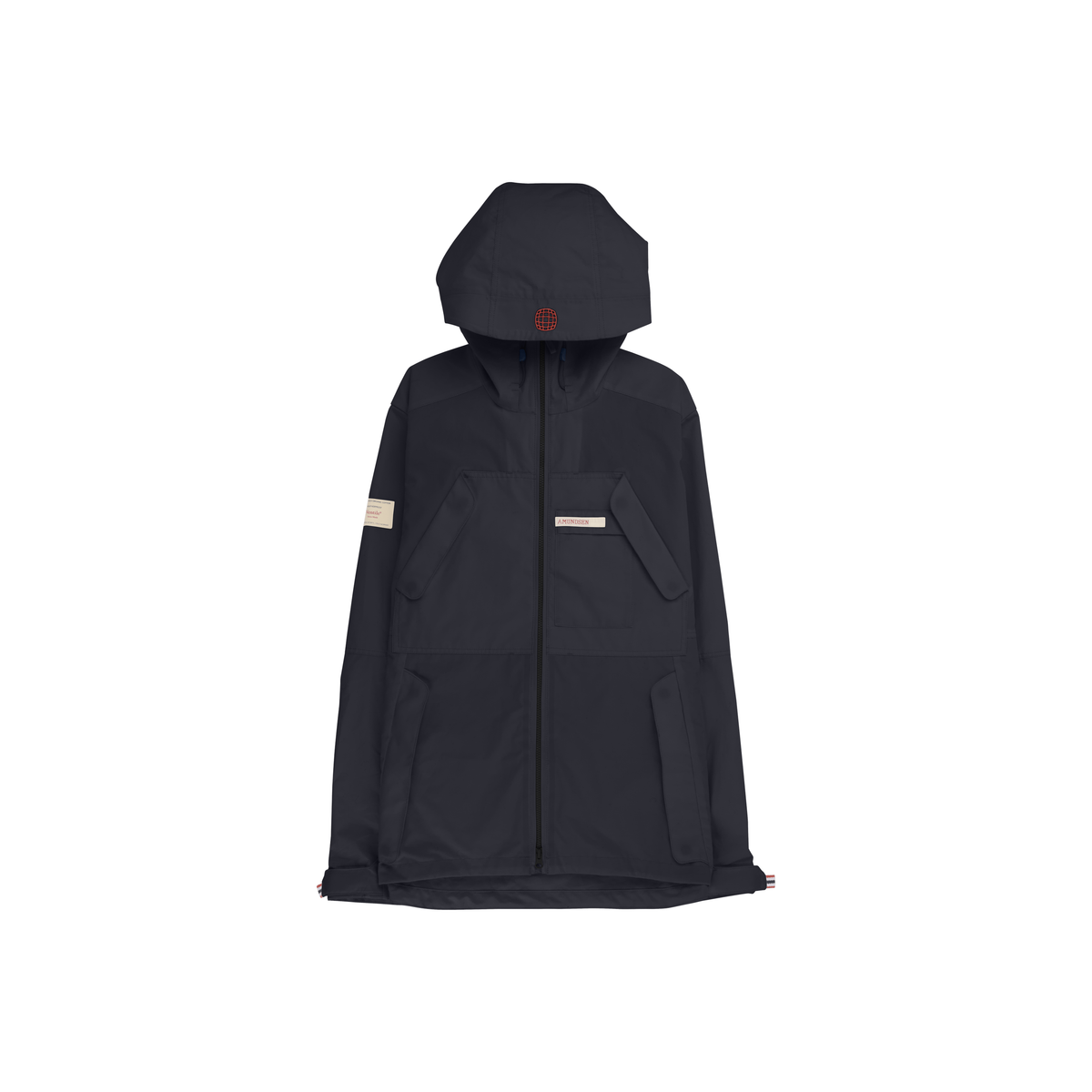 Amundsen Vidda unisex charcoal men's jacket with a sleek, durable design and adjustable hood for outdoor wear.