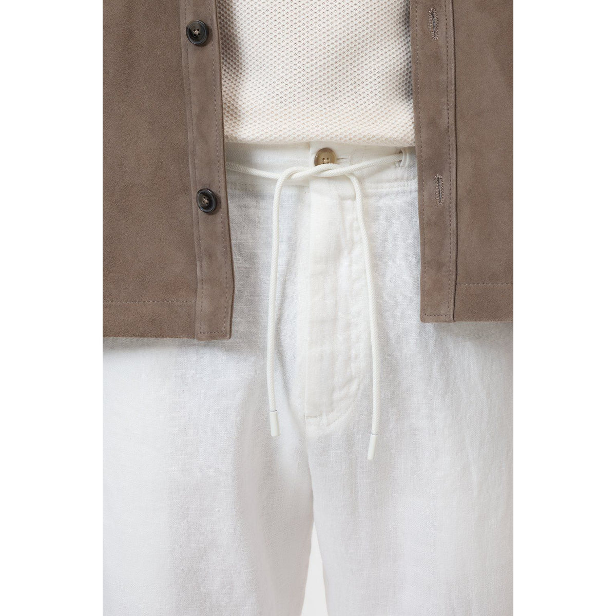 Men's Vigo Tapered Linen Pants in ivory from Closed Men's, shown with a relaxed fit and tapered leg design.