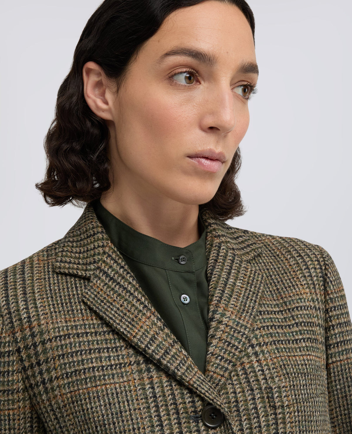 Aspesi Virgin Wool Jacket With Glen Plaid Pattern - Military Check Light Gray