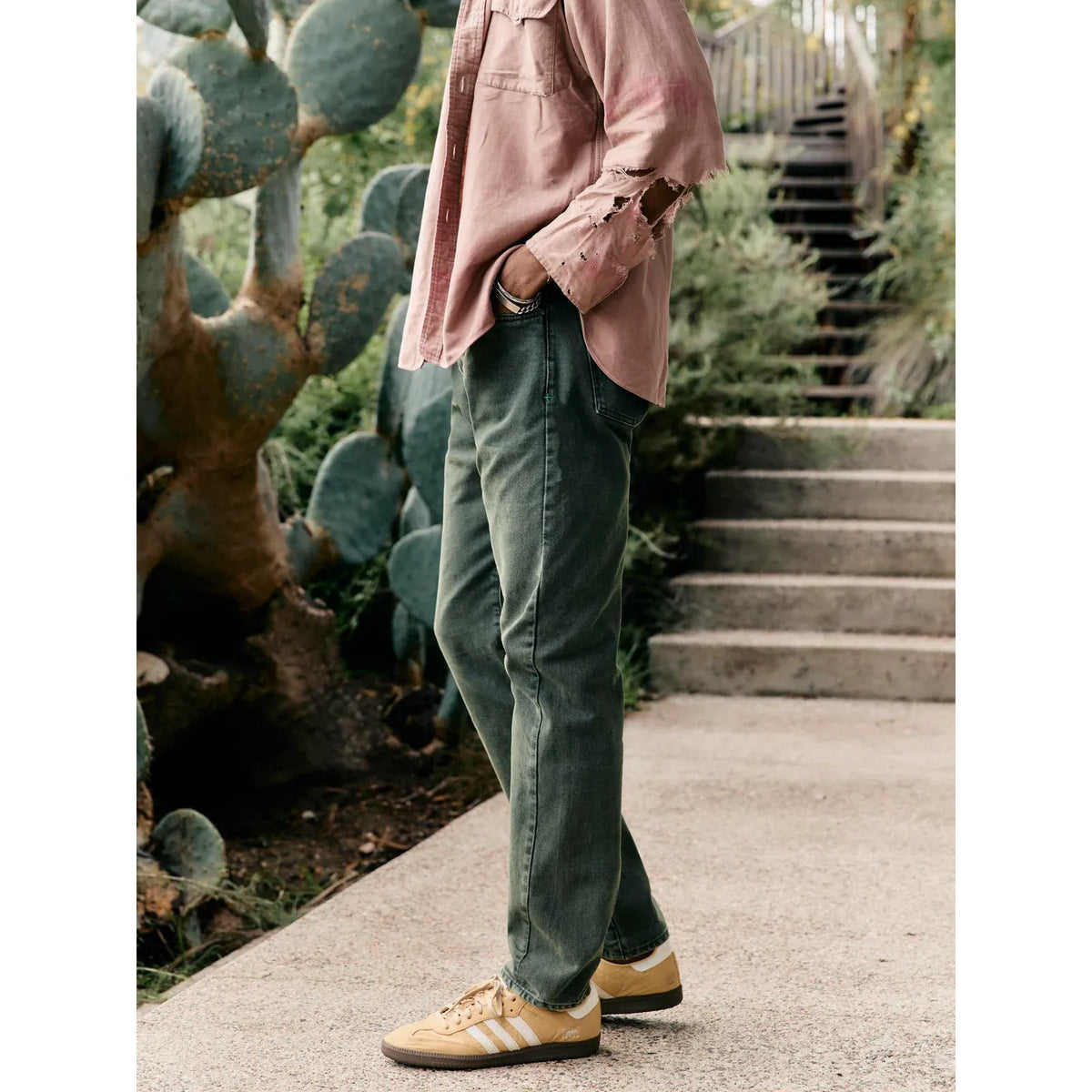 Men's Russell Selvedge Jean in Washed Spruce by imogene + willie, showing the denim fabric and classic fit details.