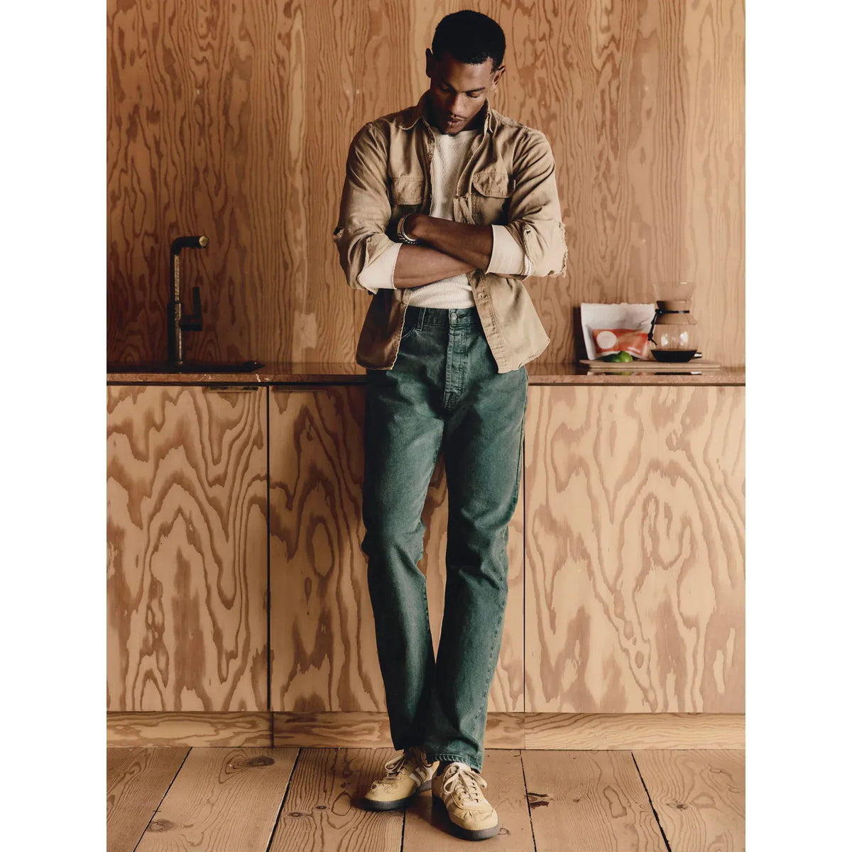 Men's Russell Selvedge Jean in Washed Spruce by imogene + willie, showing the denim fabric and classic fit details.
