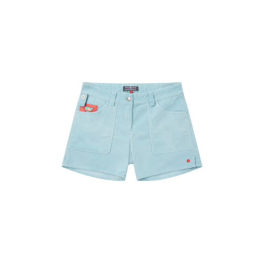 Women's Amundsen 5-inch Concord Garment Dyed Shorts in faded blue sky, showing a relaxed fit and casual style.